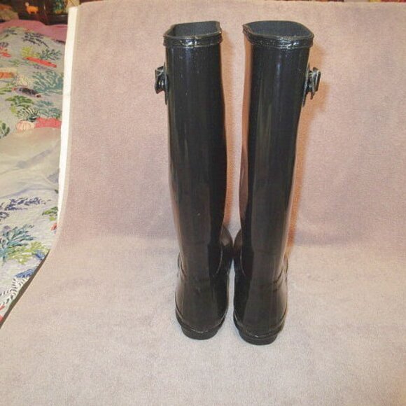 Hunter Tall Waterproof Rain Boots Size 9 Black Winter Snow Barn Work Chore Welly - Picture 12 of 13